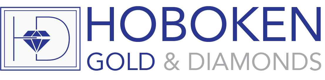 The logo for hoboken gold and diamonds shows a diamond in a square.