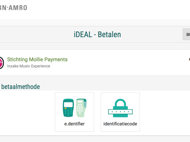 Een screenshot van een website waarop staat ideal betalen