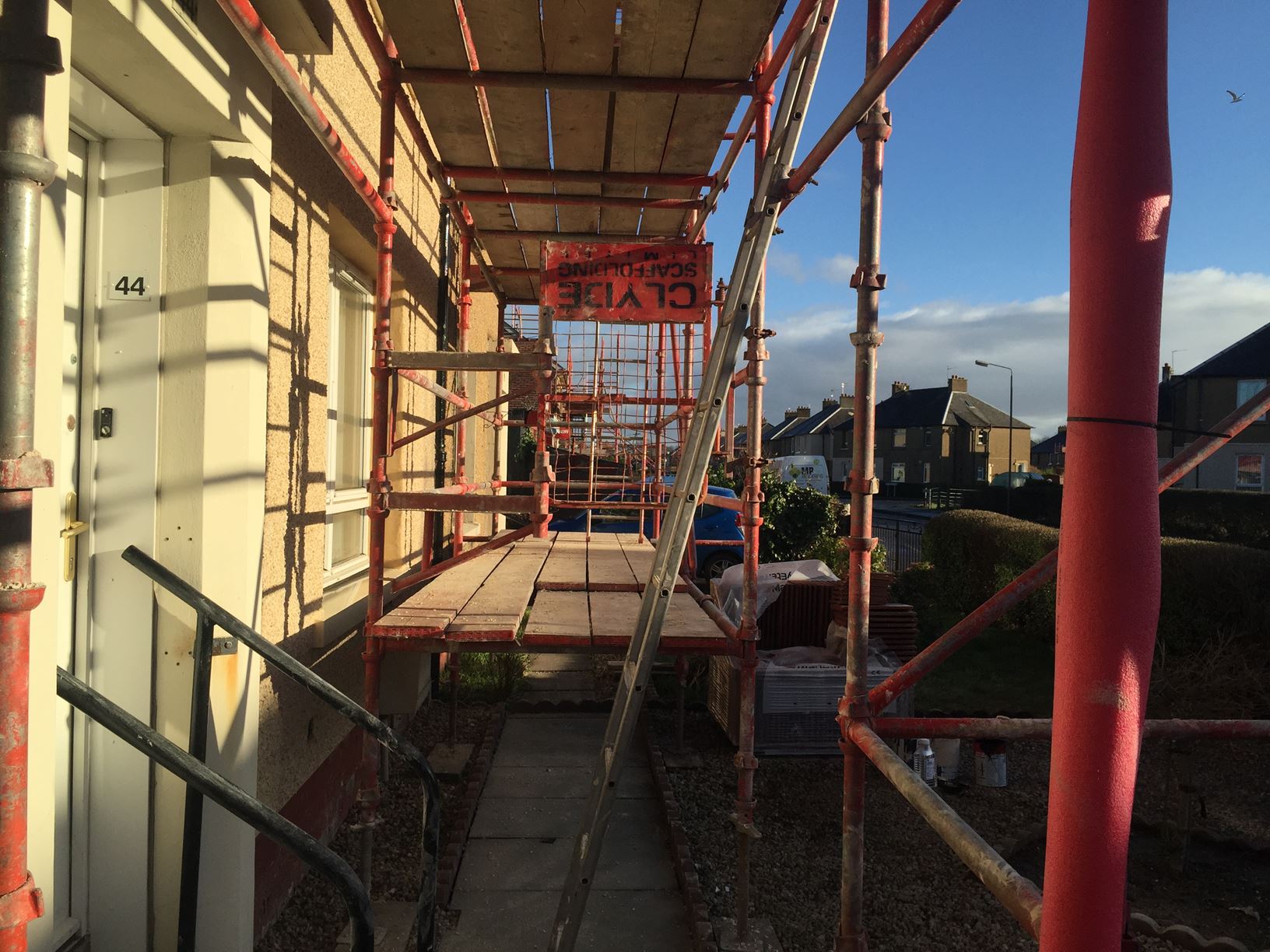 scaffolding towers erected
