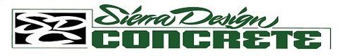 A logo for sierra design concrete with a black and white image