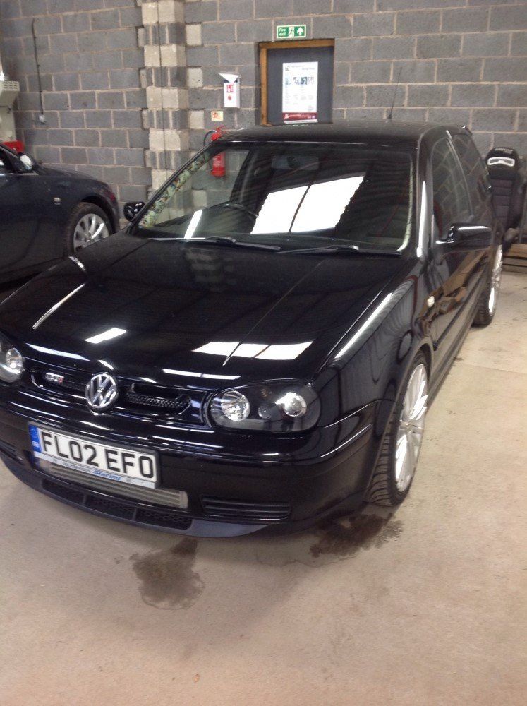 Black car in garage