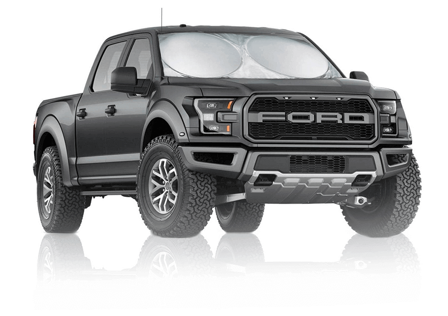 Automotive sunshade pop sunshade in ford truck