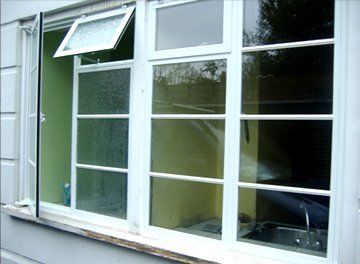 White metal windows