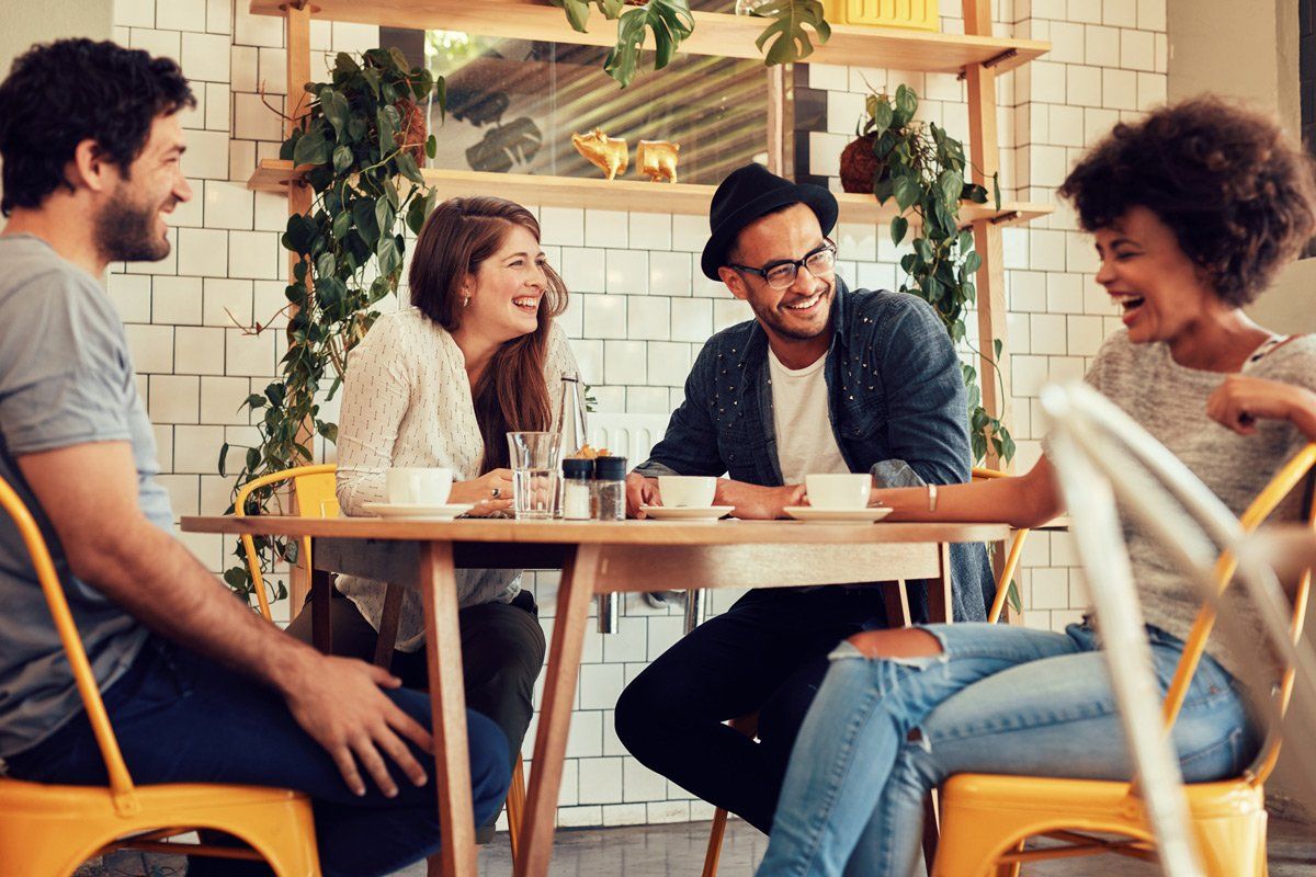 Friends laughing together