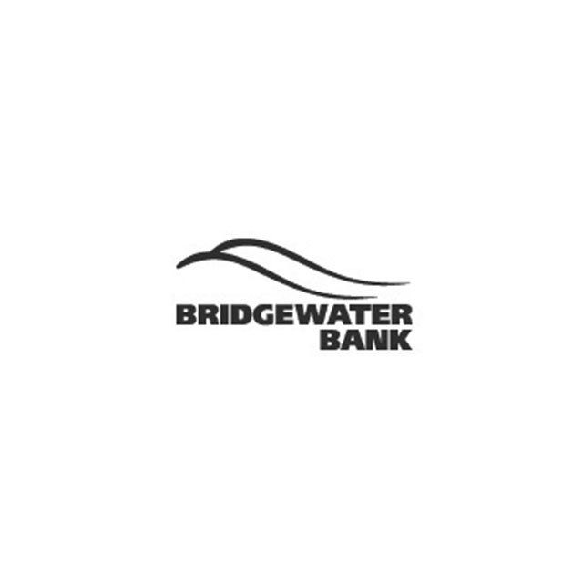 Bridgewater Bank logo in black with a stylized wave above the text