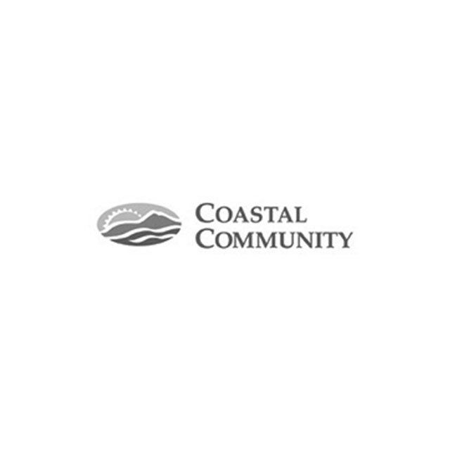 Coastal Community logo with gray wave icon and text on a white background