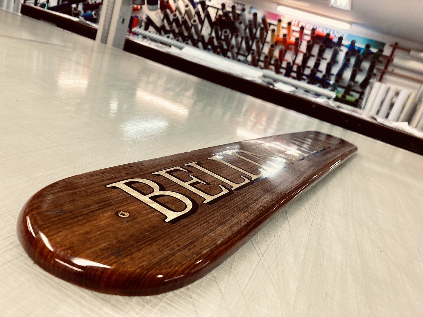 boat teak board with hailing port