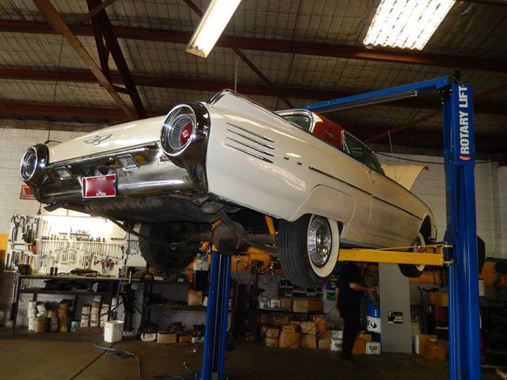 classic car on lift