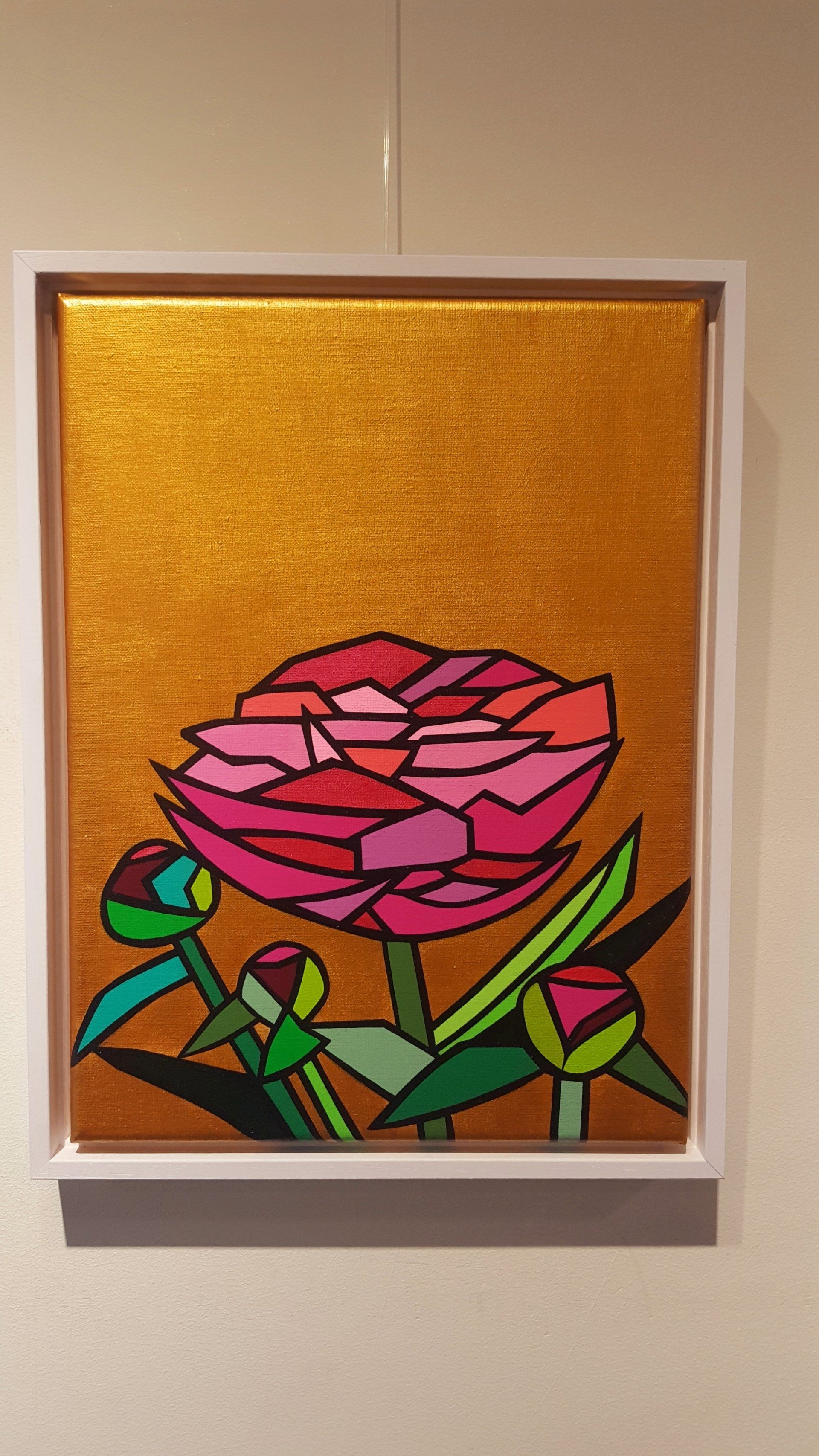 hedendaagse kunst contemporary art. peony painting. Pioenroos schilderij.michael burgers. Modern paintings. Acrylic paintings. Dutch artitst. kunstenaar den haag. strakke schilderijen.