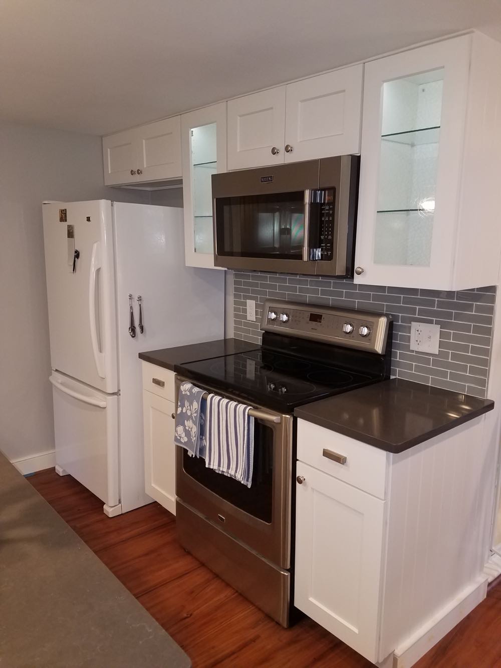 Bright white kitchen cabinets