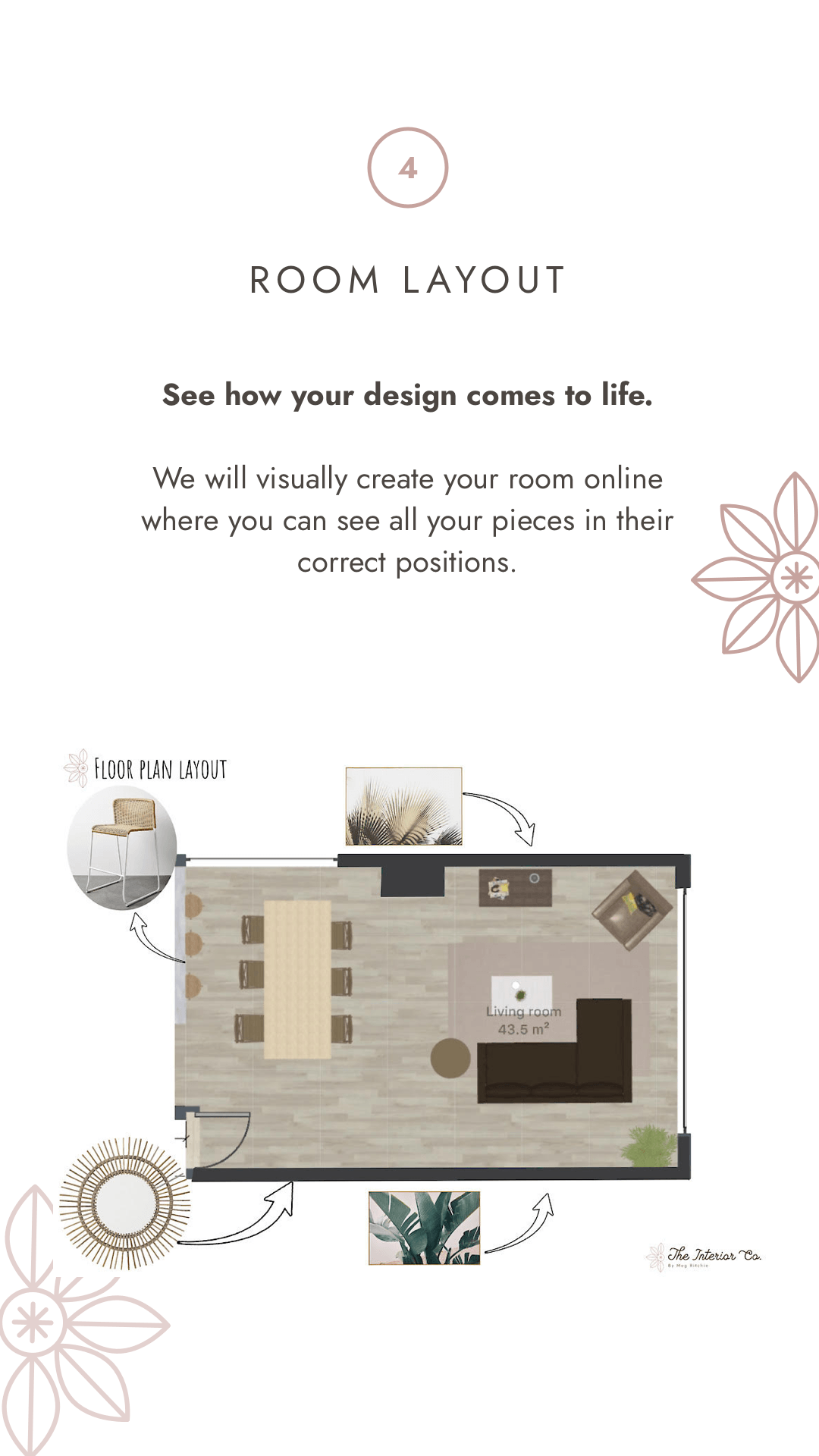 An aerial view of a living room with a table , couch , and rug.