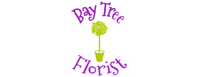 Logo for Bay Tree Florist: green topiary with 