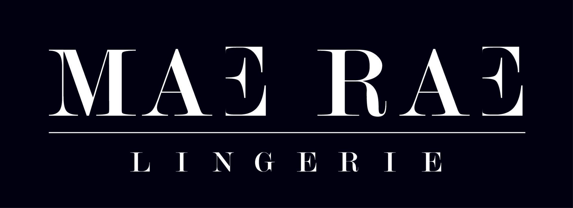 Mae Rae Lingerie logo in white text on black background.