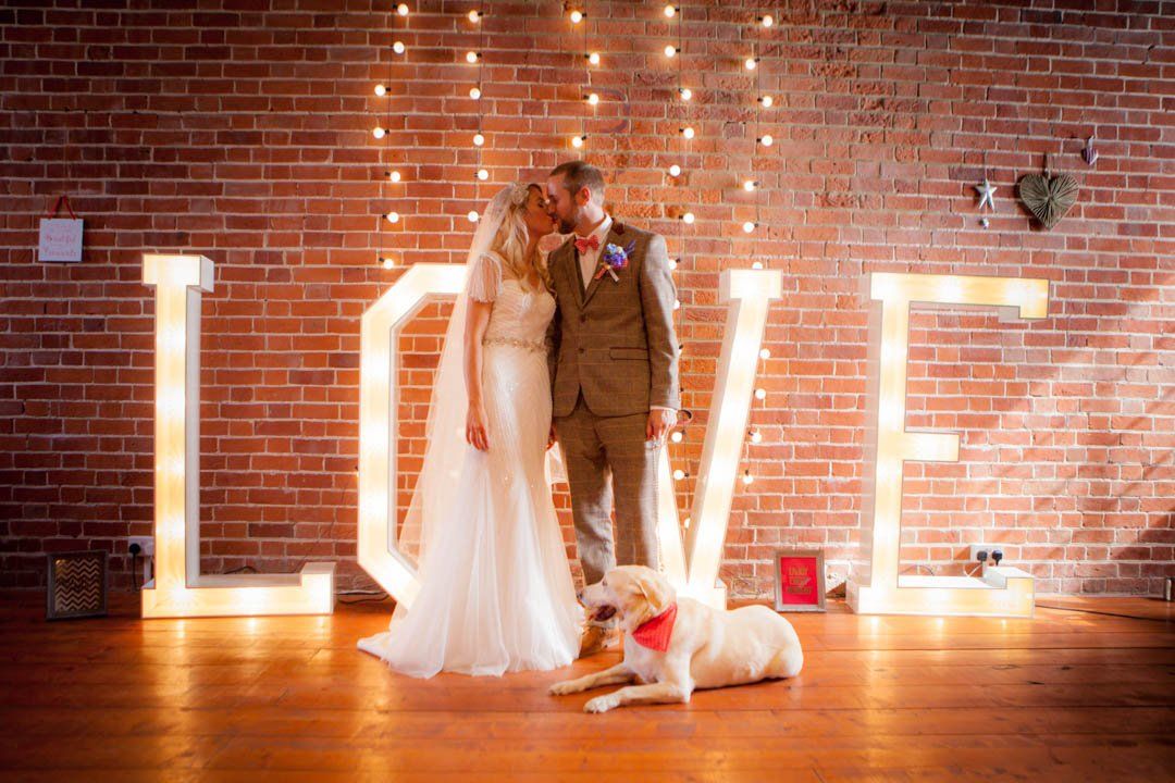 Couple kissing under