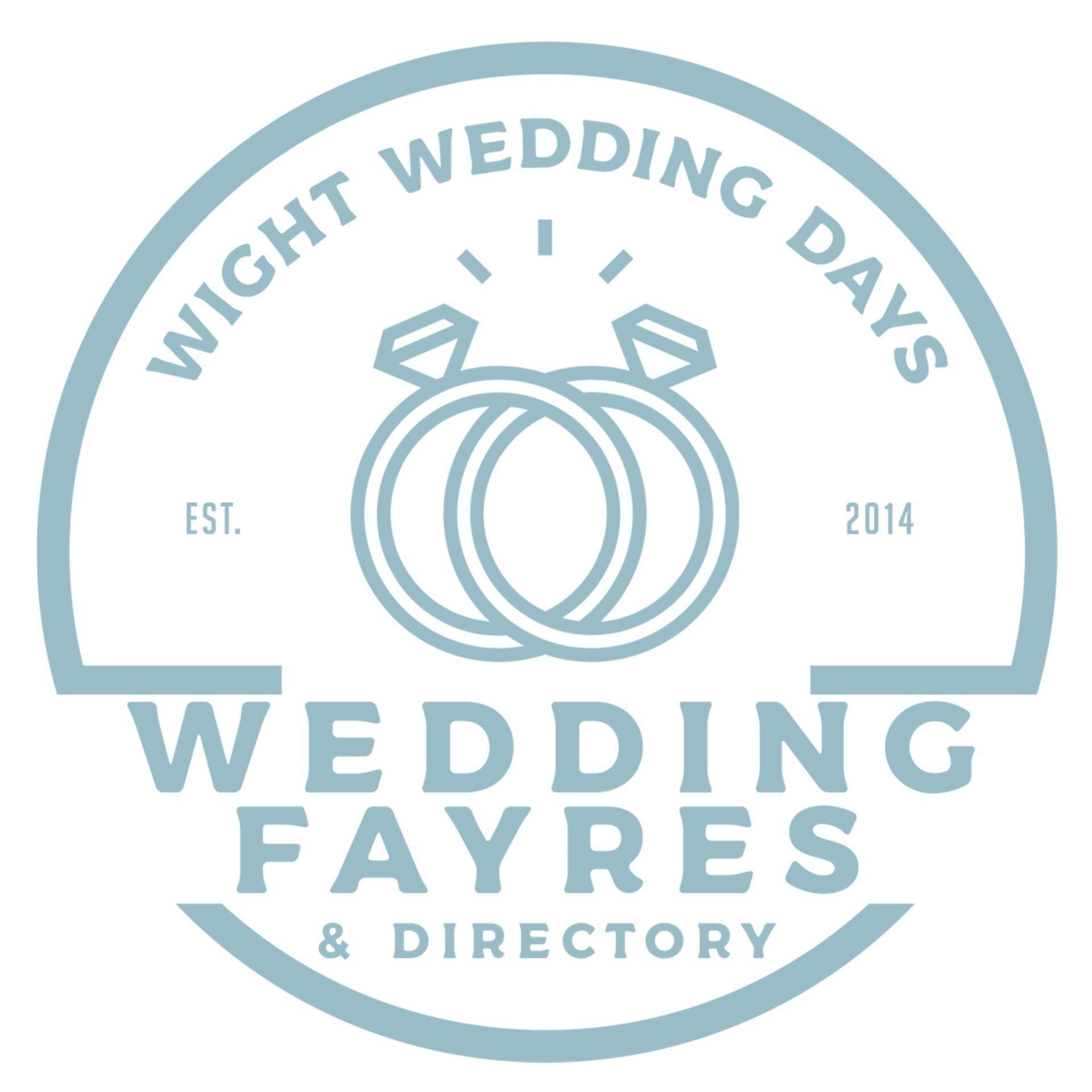 Logo for Wight Wedding Days: two intertwined rings with diamonds; text in a circle.