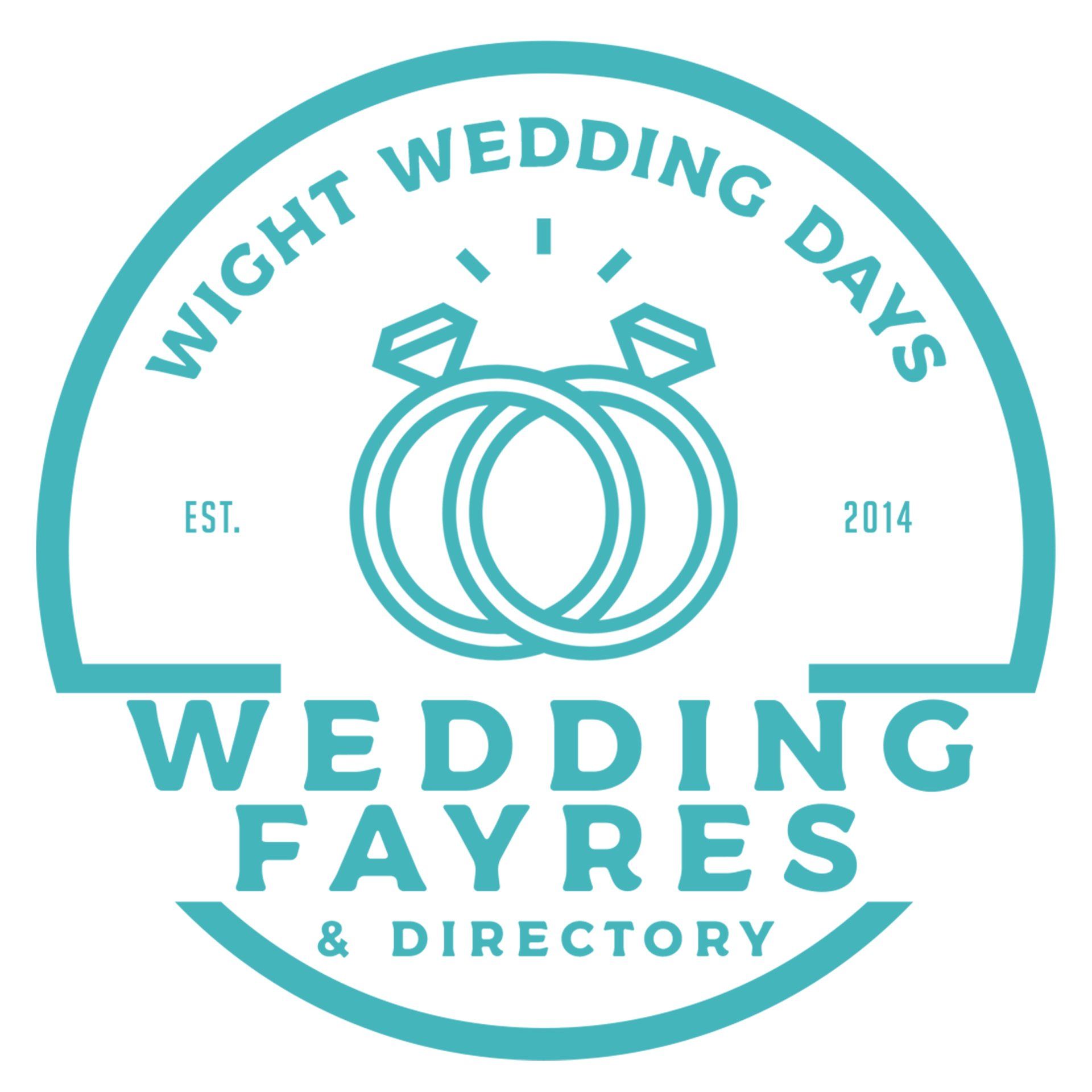 Logo for Wight Wedding Days: teal circle with intertwined rings,