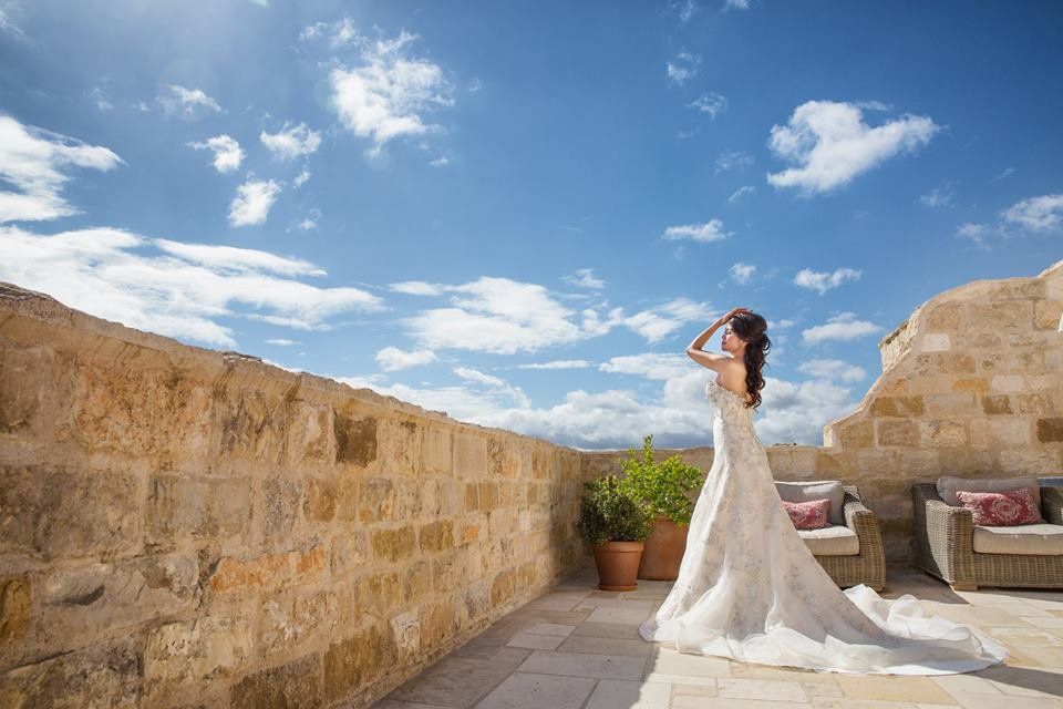 Bride on veranda