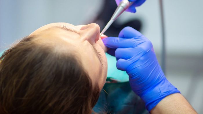 Dentist And Patient Talking About Dental Exam — Kingston, NY — Joseph Diacovo, DMD Dentist And Patient Talking About Dental Exam — Kingston, NY — Joseph Diacovo, DMD