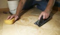 Marble flooring that is being polished