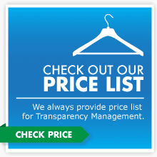 Blue square with hanger icon and text