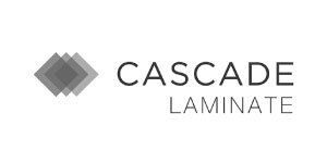 Logo with gray layered diamond shapes and the words