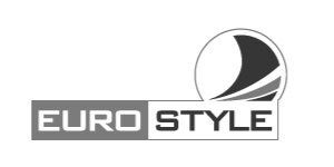 Euro Style logo with text and abstract design of a sail and waves.