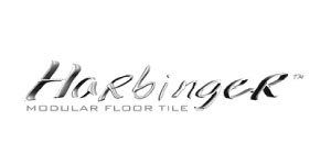 Harbinger modular floor tile logo in script font.