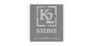 K2 Stone logo with a square frame, stylized letters, and