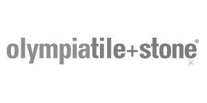 Logo for Olympiatile + Stone in gray text.