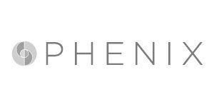 Phenix logo with a grey yin-yang symbol and the word