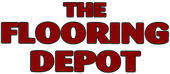 The Flooring Depot logo in red letters with black outline.