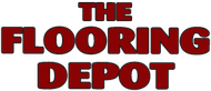 The Flooring Depot logo in red letters with black outline.