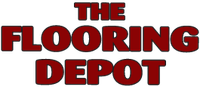 The Flooring Depot logo in red letters with black outline.
