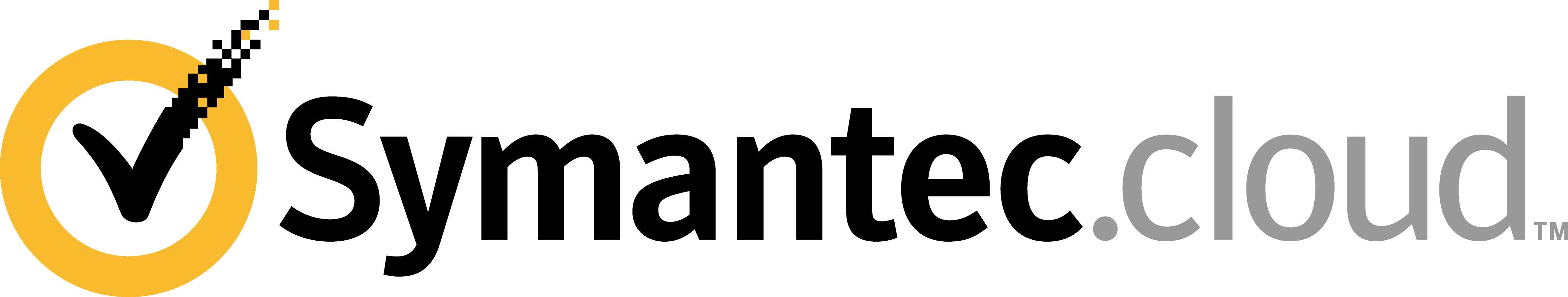 Symantec.cloud logo with a black checkmark in a yellow circle and gray “.cloud” text