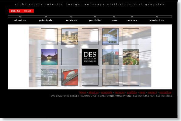 Dark portfolio website homepage with a grid of photo thumbnails and a black navigation bar
