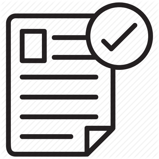 Document with checkmark icon in black and white