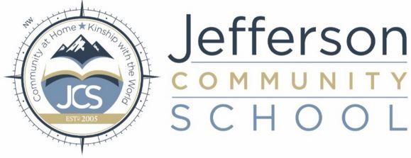Jefferson Community School logo with circular JCS seal and blue-gray text on white background