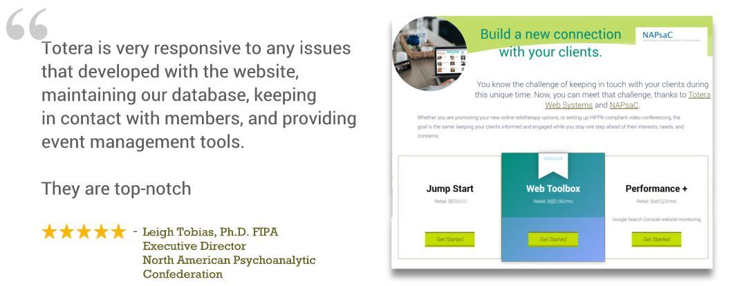Website landing page for Totera with testimonial text, star rating, and a three-step signup panel