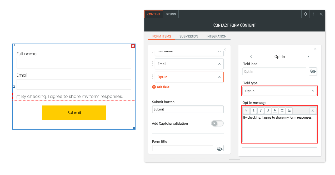 Web form with highlighted fields and yellow Send button beside a contact form interface