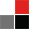 Three small color blocks: red, gray, and black squares on a white background.