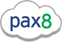 Pax8 logo with green and purple text in a cloud outline