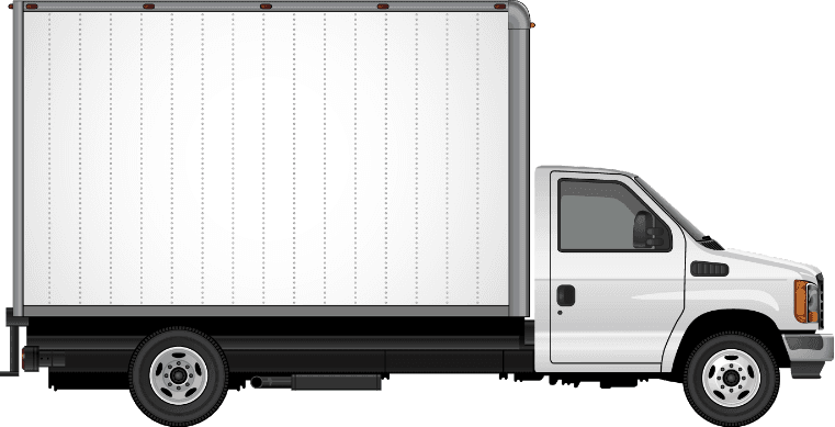 white moving truck facing right