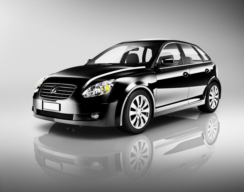 Three-Dimensional Shape Black Sedan Studio Shot