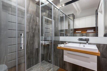 Shower Doors — Shower With Glass Partition in Lodi, CA Shower Doors — Shower With Glass Partition in Lodi, CA