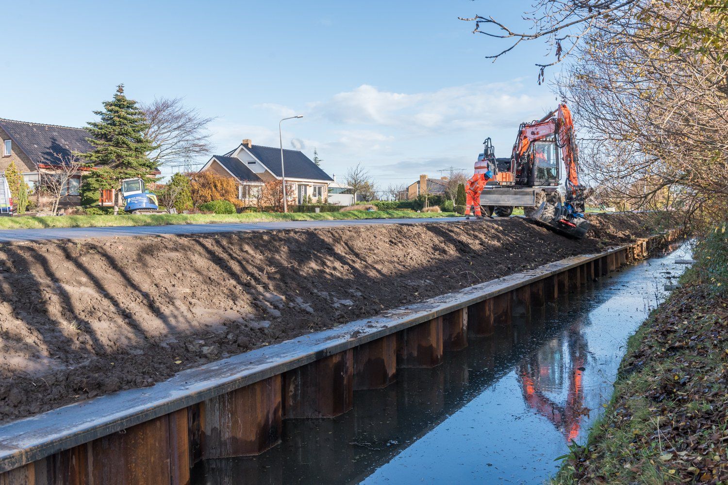 Stalen damwand met deksloof