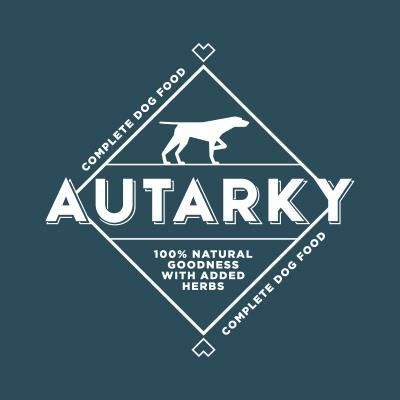 a logo for a complete dog food company with a dog on it .