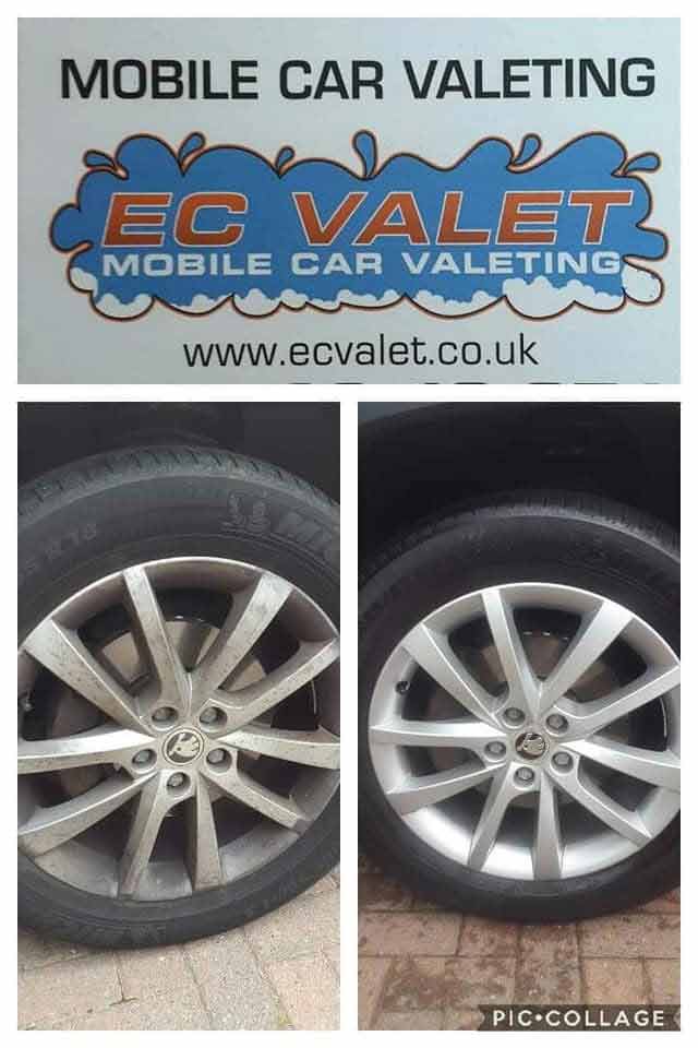 Car wheels before and after