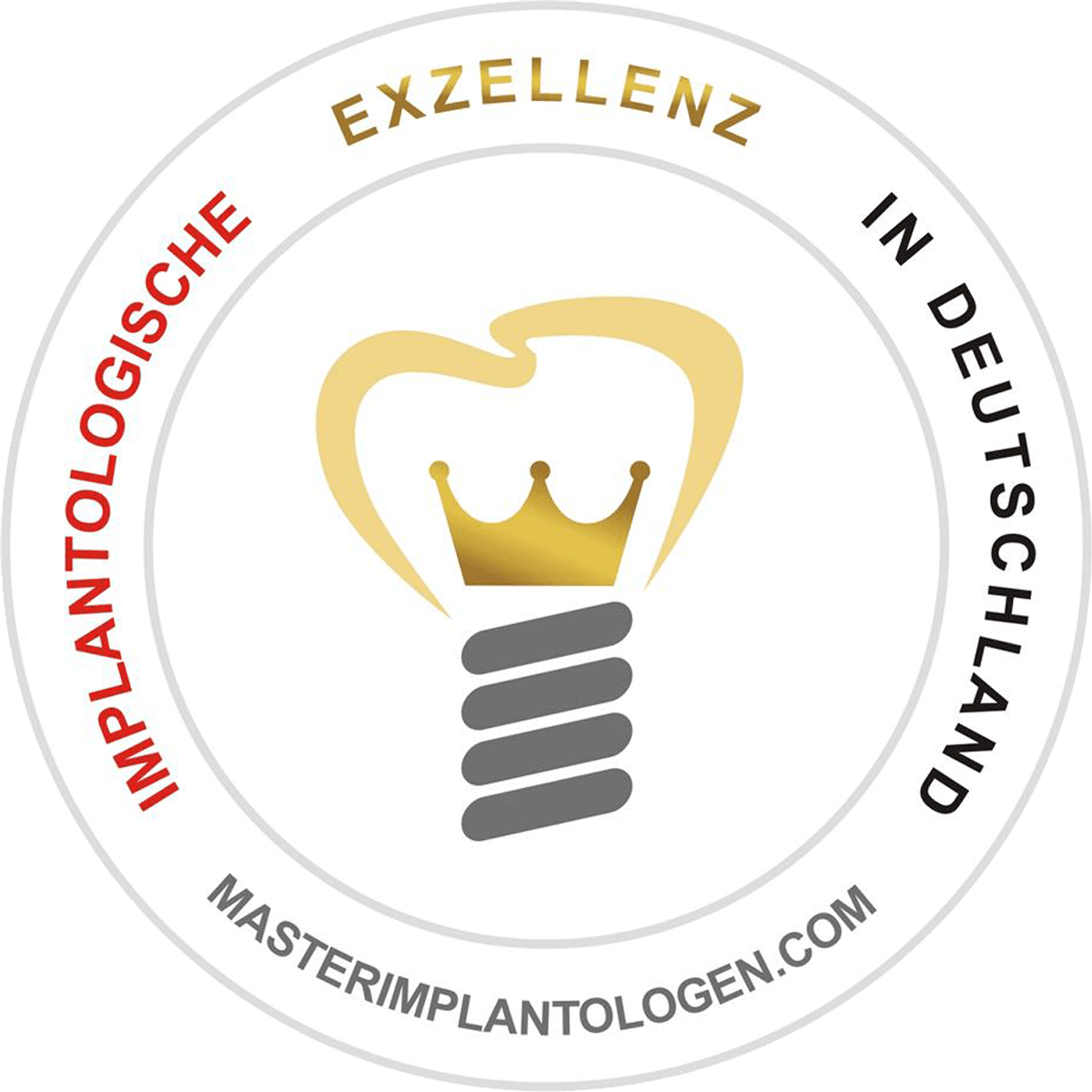 Siegel mit dem Text implantologische Exzellenz in Deutschland masterimplantologen.com