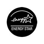 A black and white energy star logo with a star in the middle.