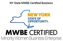 A new york state mwbe certified business minority women business enterprise logo